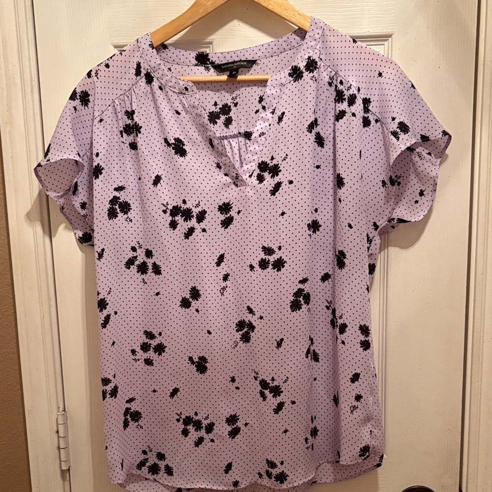 Banana Republic Factory Purple and Black Floral Top